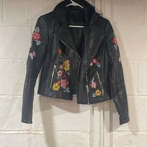 Embroidered moto jacket